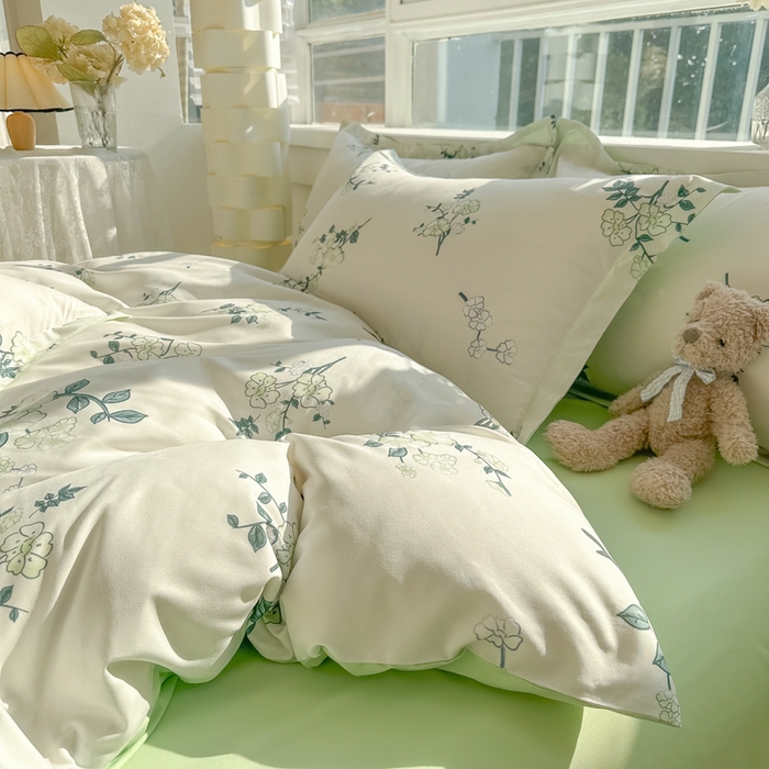 91家纺网 家纺一手货源 找家纺 爱彼家纺 2025新款加厚法式印花四件套 法式春意盎然