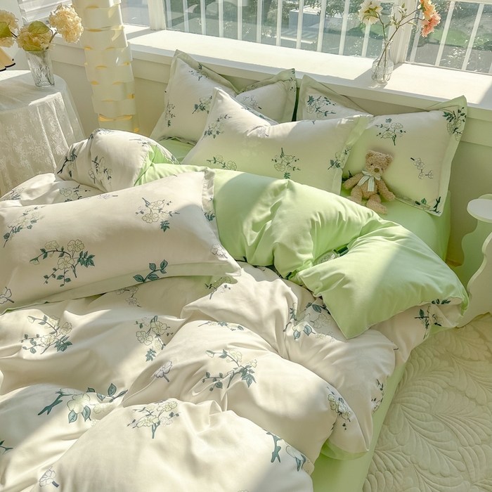 91家纺网 家纺一手货源 找家纺 爱彼家纺 2025新款加厚法式印花四件套 法式春意盎然