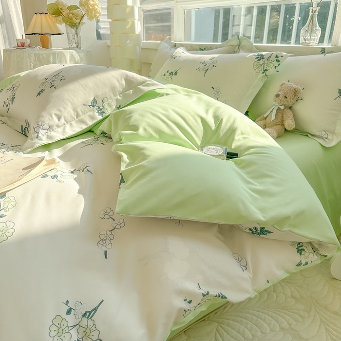 91家纺网 家纺一手货源 找家纺 爱彼家纺 2025新款加厚法式印花四件套 法式春意盎然