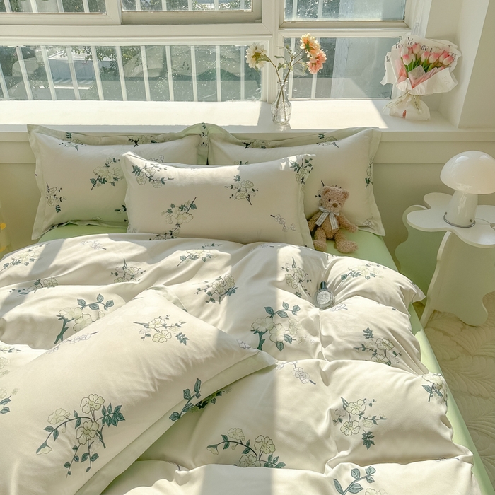 91家纺网 家纺一手货源 找家纺 爱彼家纺 2025新款加厚法式印花四件套 法式春意盎然