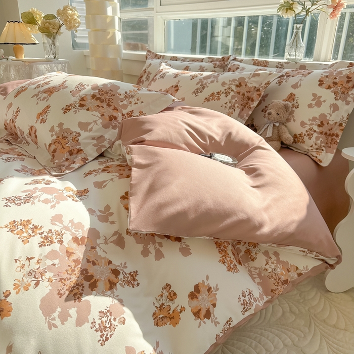 91家纺网 家纺一手货源 找家纺 爱彼家纺 2025新款加厚法式印花四件套 法式花影