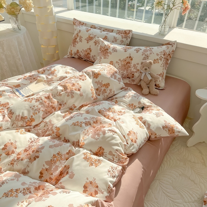 91家纺网 家纺一手货源 找家纺 爱彼家纺 2025新款加厚法式印花四件套 法式花影