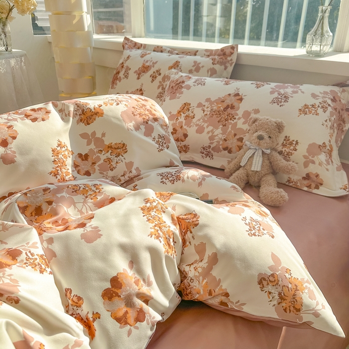 91家纺网 家纺一手货源 找家纺 爱彼家纺 2025新款加厚法式印花四件套 法式花影