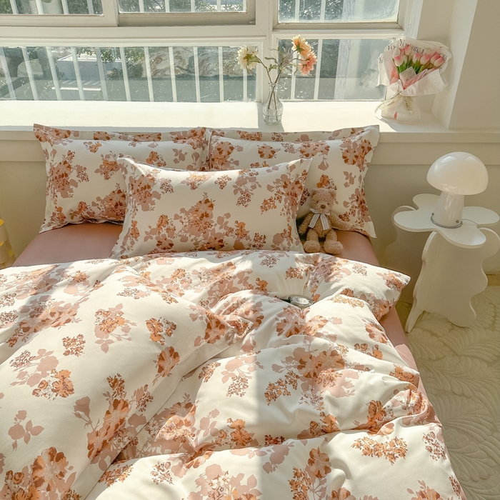 91家纺网 家纺一手货源 找家纺 爱彼家纺 2025新款加厚法式印花四件套 法式花影