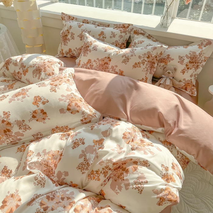 91家纺网 家纺一手货源 找家纺 爱彼家纺 2025新款加厚法式印花四件套 法式花影