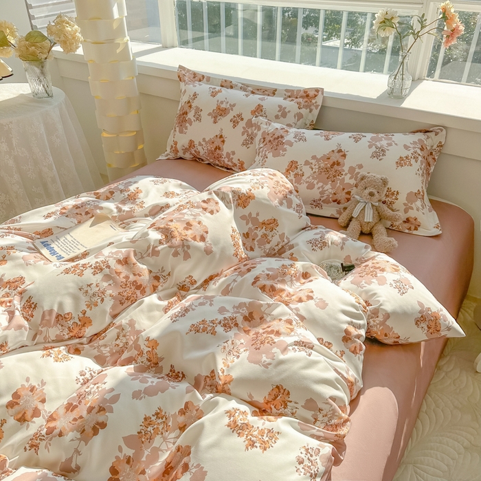 91家纺网 家纺一手货源 找家纺 爱彼家纺 2025新款加厚法式印花四件套 法式花影