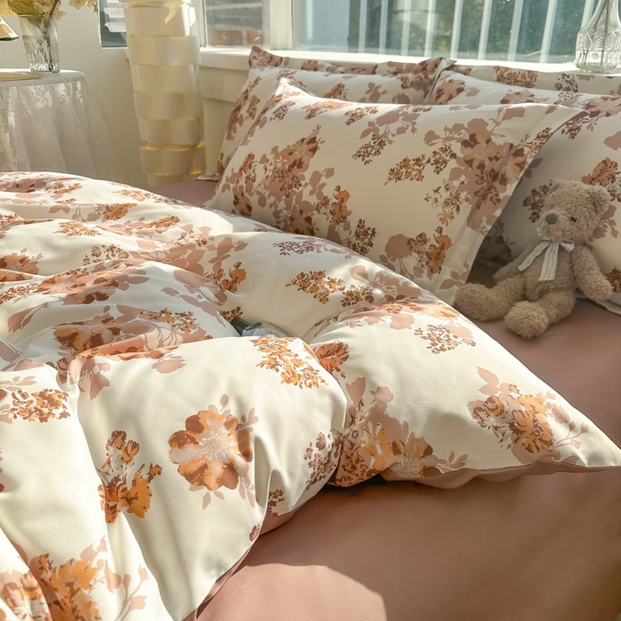 91家纺网 家纺一手货源 找家纺 爱彼家纺 2025新款加厚法式印花四件套 法式花影