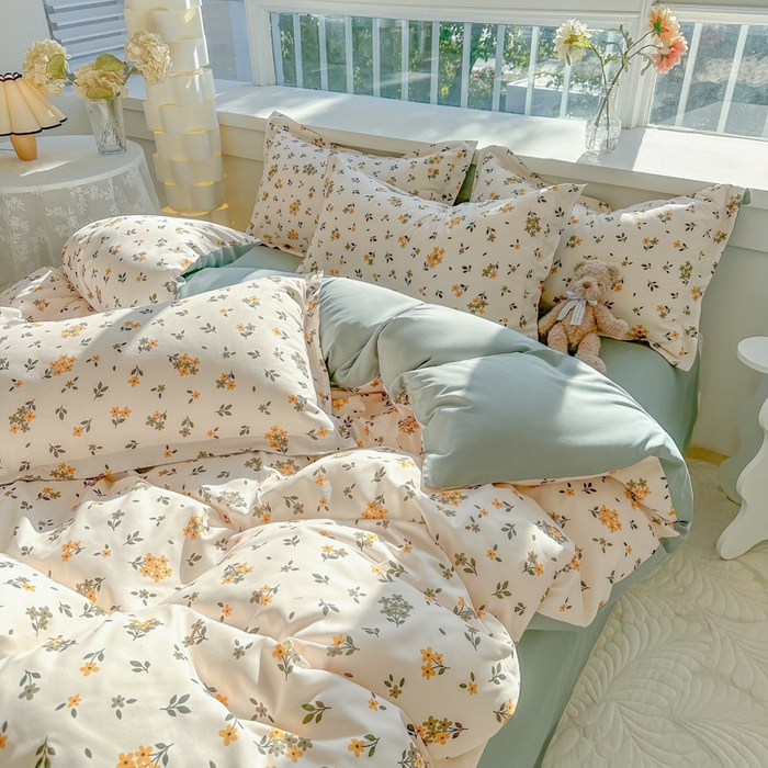 91家纺网 家纺一手货源 找家纺 爱彼家纺 2025新款加厚法式印花四件套 法式花海