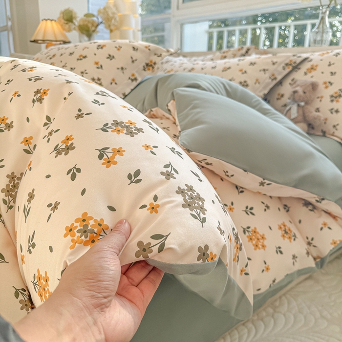 91家纺网 家纺一手货源 找家纺 爱彼家纺 2025新款加厚法式印花四件套 法式花海