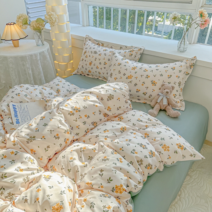 91家纺网 家纺一手货源 找家纺 爱彼家纺 2025新款加厚法式印花四件套 法式花海