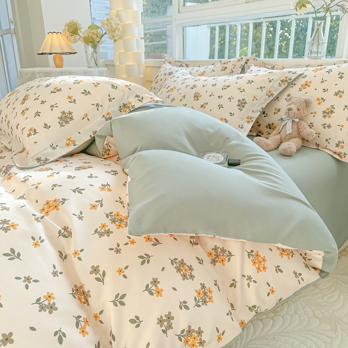 91家纺网 家纺一手货源 找家纺 爱彼家纺 2025新款加厚法式印花四件套 法式花海