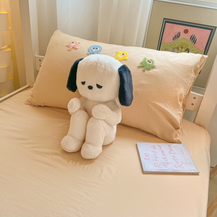 91家纺网 家纺一手货源 找家纺 爱彼家纺 2025新款超柔水洗棉怪兽毛巾绣学生宿舍三件套上下铺三件套 怪兽-奶咖