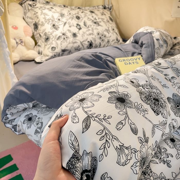 91家纺网 家纺一手货源 找家纺 爱彼家纺 2025新款加厚法式印花学生宿舍三件套上下铺三件套 永墨花园