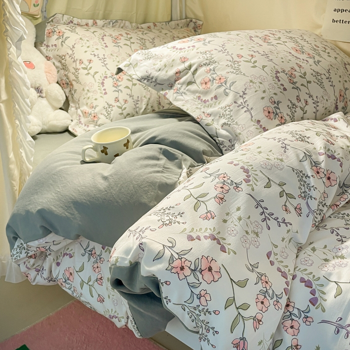 91家纺网 家纺一手货源 找家纺 爱彼家纺 2025新款加厚法式印花学生宿舍三件套上下铺三件套 意镜