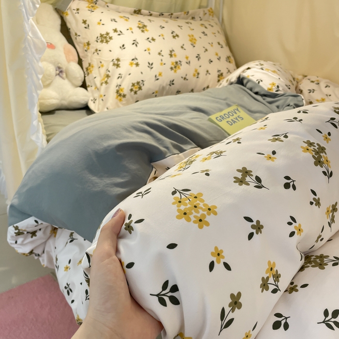 91家纺网 家纺一手货源 找家纺 爱彼家纺 2025新款加厚法式印花学生宿舍三件套上下铺三件套 花海