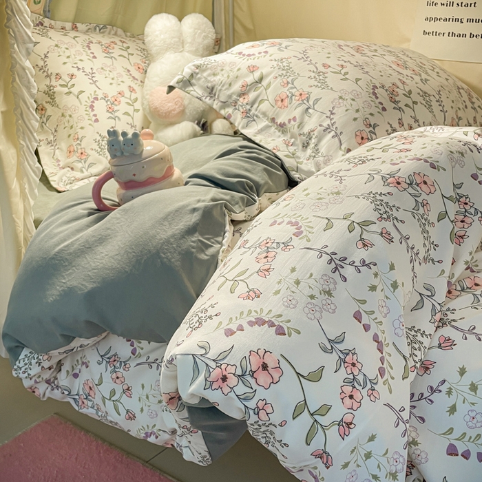 91家纺网 家纺一手货源 找家纺 爱彼家纺 2025新款加厚法式印花学生宿舍三件套上下铺三件套 意镜