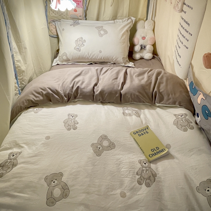 91家纺网 家纺一手货源 找家纺 （总）爱彼家纺 2025新款加厚法式印花学生宿舍三件套上下铺三件套