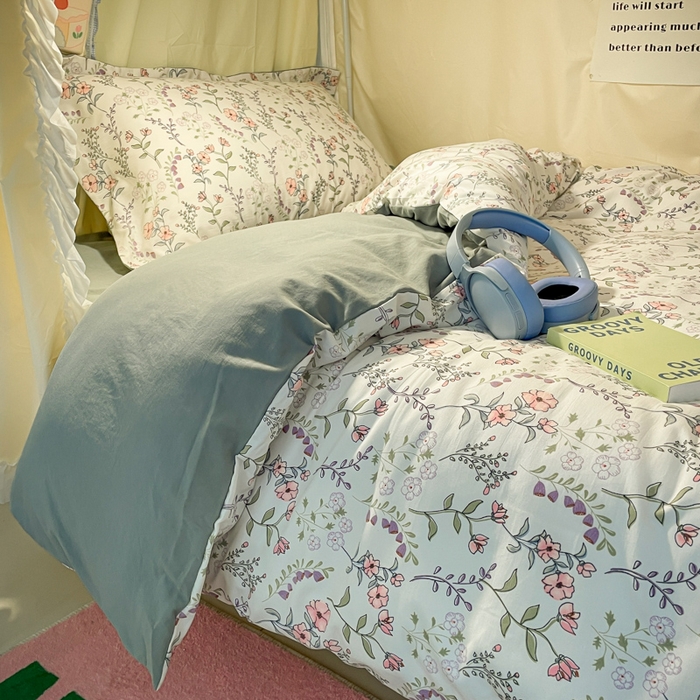 91家纺网 家纺一手货源 找家纺 爱彼家纺 2025新款加厚法式印花学生宿舍三件套上下铺三件套 意镜