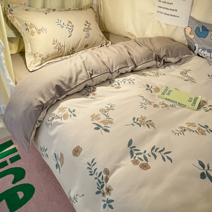 91家纺网 家纺一手货源 找家纺 爱彼家纺 2025新款加厚法式印花学生宿舍三件套上下铺三件套 花意恋