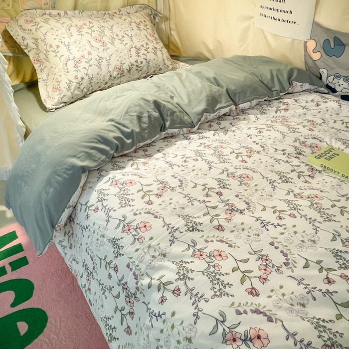 91家纺网 家纺一手货源 找家纺 爱彼家纺 2025新款加厚法式印花学生宿舍三件套上下铺三件套 意镜