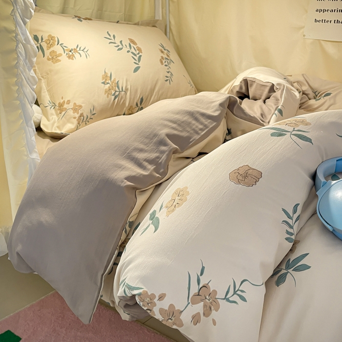 91家纺网 家纺一手货源 找家纺 爱彼家纺 2025新款加厚法式印花学生宿舍三件套上下铺三件套 花意恋