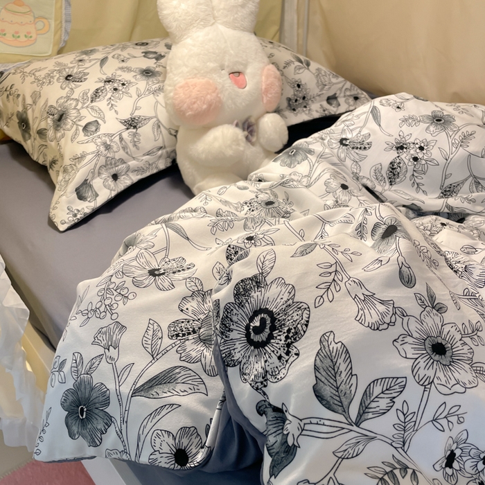 91家纺网 家纺一手货源 找家纺 爱彼家纺 2025新款加厚法式印花学生宿舍三件套上下铺三件套 永墨花园