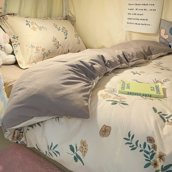 91家纺网 家纺一手货源 找家纺 爱彼家纺 2025新款加厚法式印花学生宿舍三件套上下铺三件套 花意恋