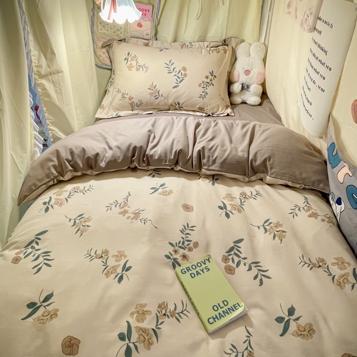 91家纺网 家纺一手货源 找家纺 爱彼家纺 2025新款加厚法式印花学生宿舍三件套上下铺三件套 花意恋