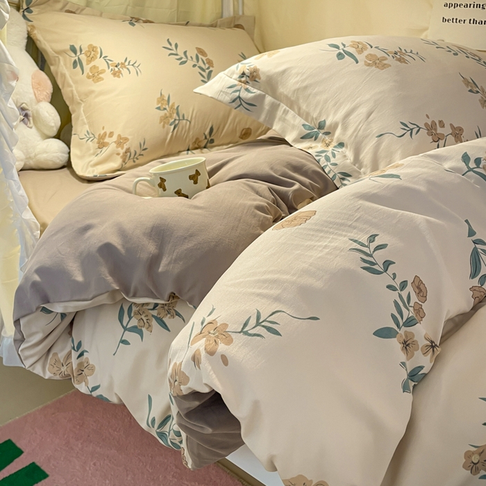 91家纺网 家纺一手货源 找家纺 爱彼家纺 2025新款加厚法式印花学生宿舍三件套上下铺三件套 花意恋