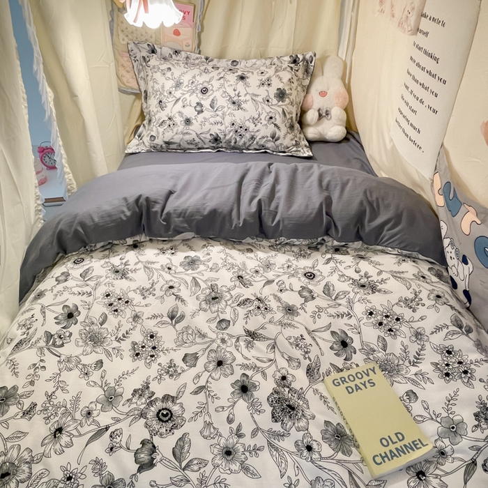 91家纺网 家纺一手货源 找家纺 爱彼家纺 2025新款加厚法式印花学生宿舍三件套上下铺三件套 永墨花园