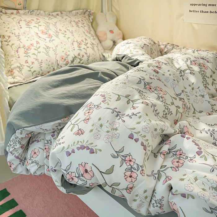 91家纺网 家纺一手货源 找家纺 爱彼家纺 2025新款加厚法式印花学生宿舍三件套上下铺三件套 意镜