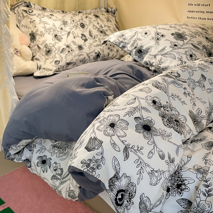 91家纺网 家纺一手货源 找家纺 爱彼家纺 2025新款加厚法式印花学生宿舍三件套上下铺三件套 永墨花园