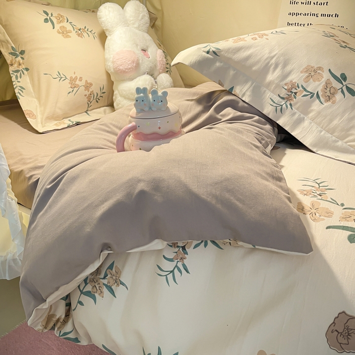 91家纺网 家纺一手货源 找家纺 爱彼家纺 2025新款加厚法式印花学生宿舍三件套上下铺三件套 花意恋