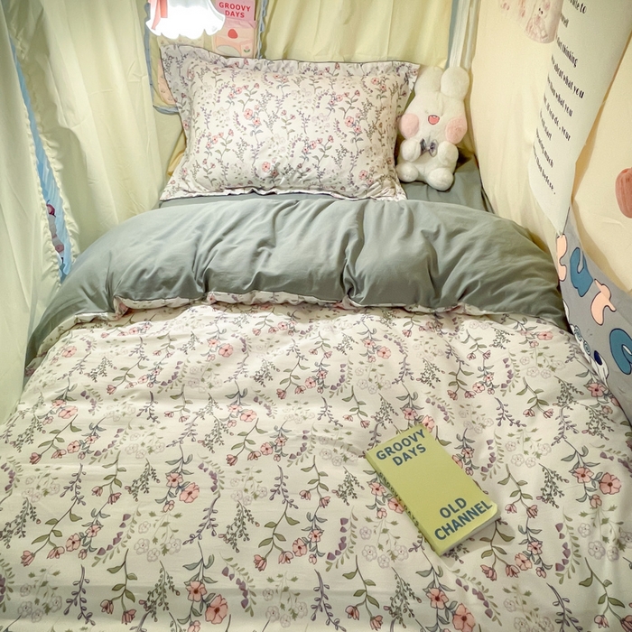 91家纺网 家纺一手货源 找家纺 爱彼家纺 2025新款加厚法式印花学生宿舍三件套上下铺三件套 意镜