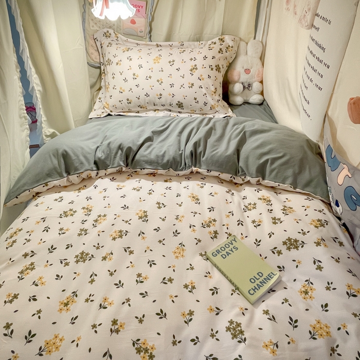 91家纺网 家纺一手货源 找家纺 爱彼家纺 2025新款加厚法式印花学生宿舍三件套上下铺三件套 花海