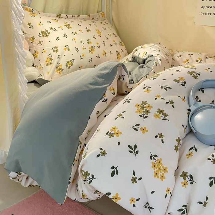91家纺网 家纺一手货源 找家纺 爱彼家纺 2025新款加厚法式印花学生宿舍三件套上下铺三件套 花海