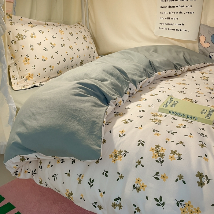 91家纺网 家纺一手货源 找家纺 爱彼家纺 2025新款加厚法式印花学生宿舍三件套上下铺三件套 花海