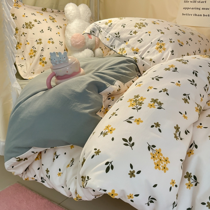 91家纺网 家纺一手货源 找家纺 爱彼家纺 2025新款加厚法式印花学生宿舍三件套上下铺三件套 花海