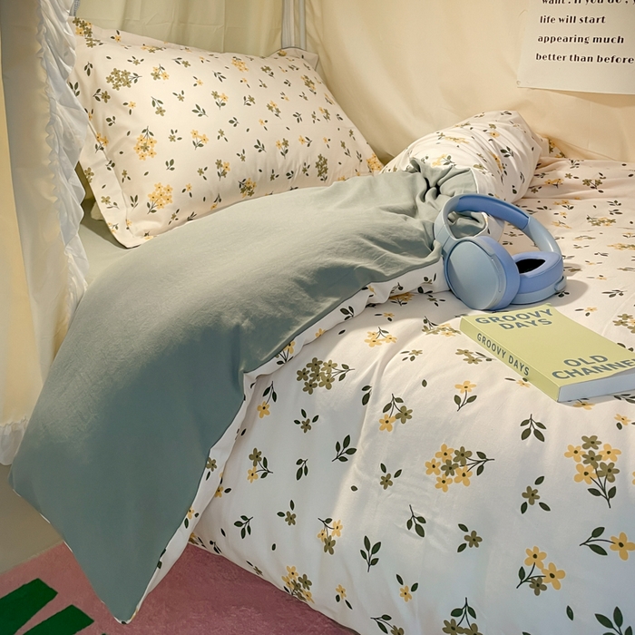 91家纺网 家纺一手货源 找家纺 爱彼家纺 2025新款加厚法式印花学生宿舍三件套上下铺三件套 花海