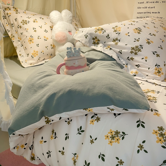 91家纺网 家纺一手货源 找家纺 爱彼家纺 2025新款加厚法式印花学生宿舍三件套上下铺三件套 花海