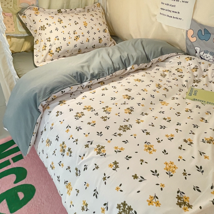 91家纺网 家纺一手货源 找家纺 爱彼家纺 2025新款加厚法式印花学生宿舍三件套上下铺三件套 花海