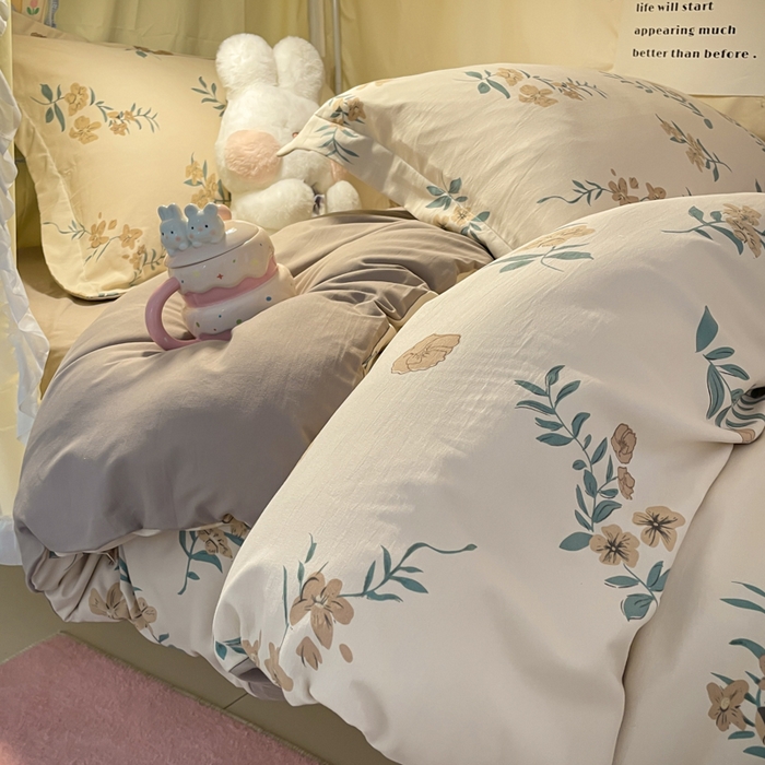 91家纺网 家纺一手货源 找家纺 爱彼家纺 2025新款加厚法式印花学生宿舍三件套上下铺三件套 花意恋