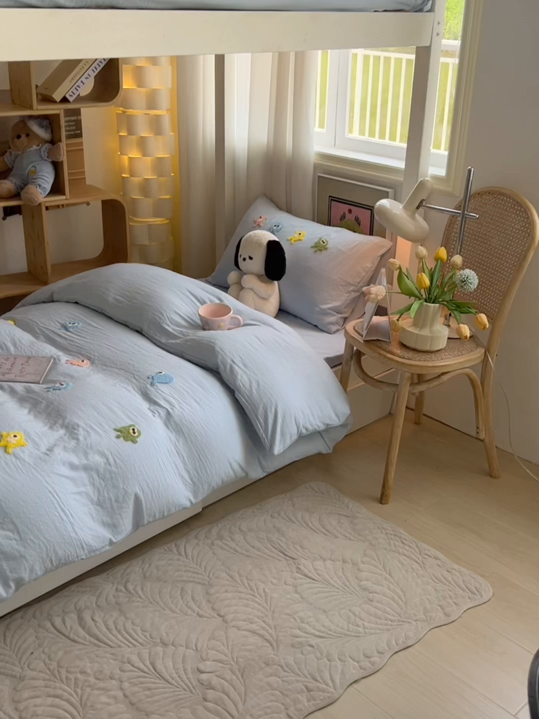 91家纺网 家纺一手货源 找家纺 爱彼家纺 2025新款超柔水洗棉怪兽毛巾绣学生宿舍三件套上下铺三件套 怪兽-天空兰