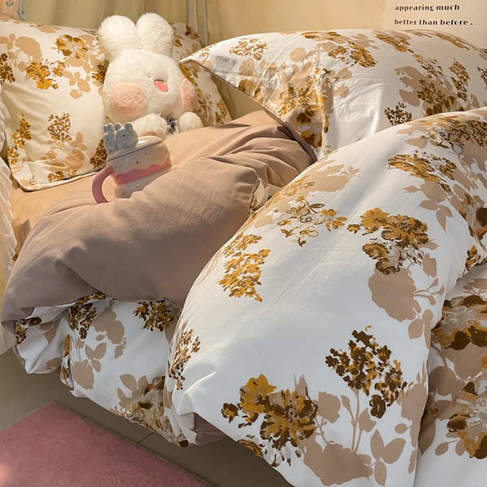 91家纺网 家纺一手货源 找家纺 爱彼家纺 2025新款加厚法式印花学生宿舍三件套上下铺三件套 花影