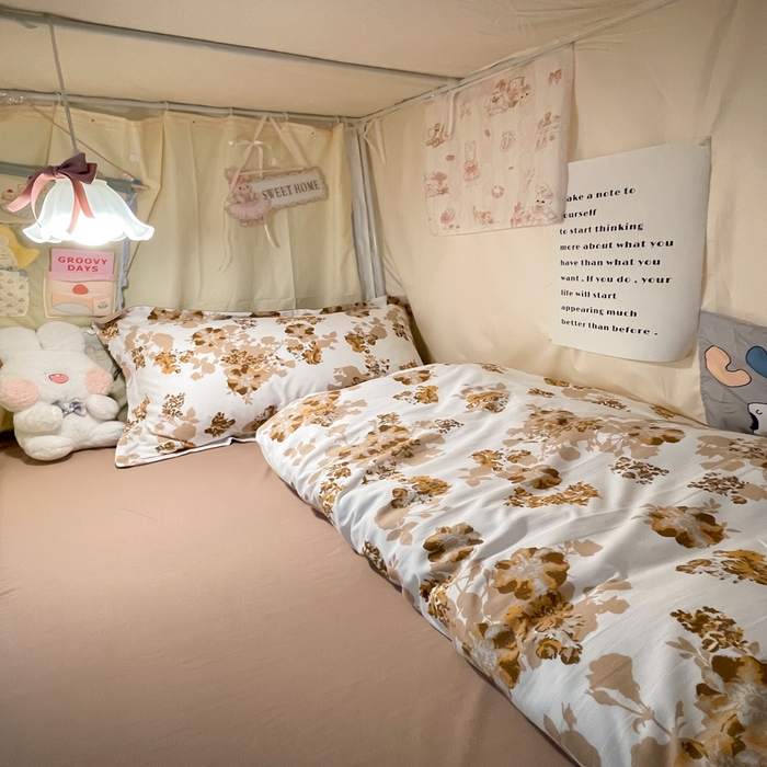 91家纺网 家纺一手货源 找家纺 爱彼家纺 2025新款加厚法式印花学生宿舍三件套上下铺三件套 花影