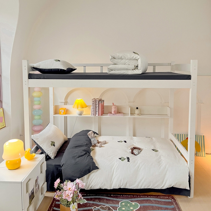 91家纺网 家纺一手货源 找家纺 爱彼家纺 2025新款超柔水洗棉毛巾绣学生宿舍三件套上下铺三件套 白兰灰