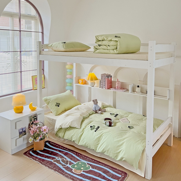 91家纺网 家纺一手货源 找家纺 （总）爱彼家纺 2025新款超柔水洗棉毛巾绣学生宿舍三件套上下铺三件套