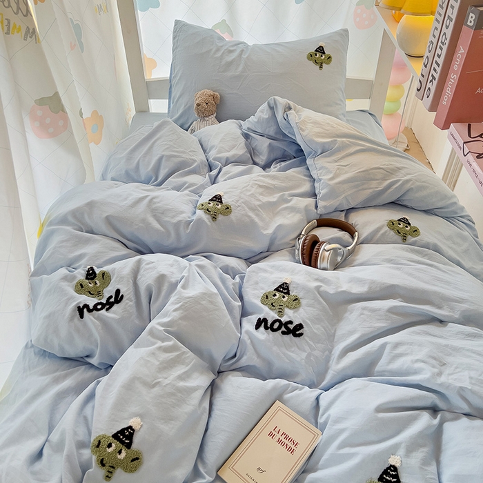 爱彼家纺 2025新款超柔水洗棉毛巾绣学生宿舍三件套上下铺三件套 天空兰