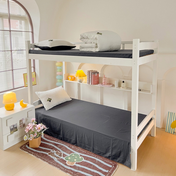 91家纺网 家纺一手货源 找家纺 爱彼家纺 2025新款超柔水洗棉毛巾绣学生宿舍三件套上下铺三件套 白兰灰