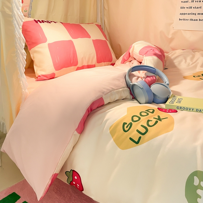 91家纺网 家纺一手货源 找家纺 （总）爱彼家纺 2025新款卡通印花水洗棉学生宿舍三件套上下铺三件套